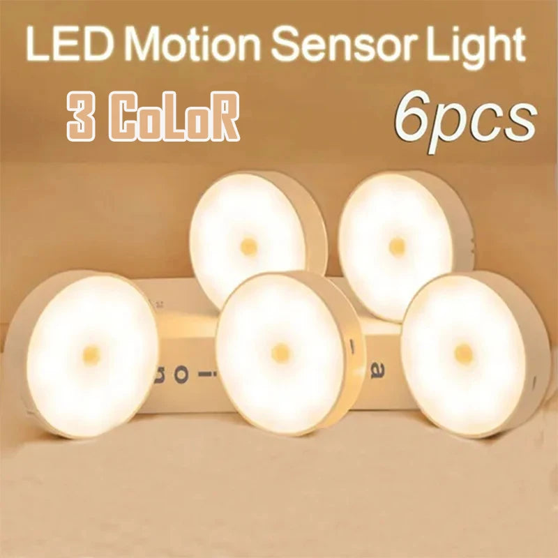2~6 Pack Motion Sensor LED Night Light 3 Color