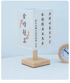 LED Fabric Lampshade Square Bedroom Chinese Style Bedside Desk Lights