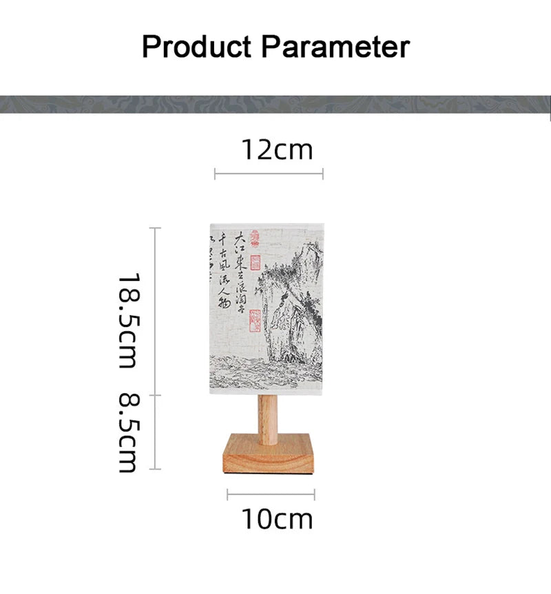 LED Fabric Lampshade Square Bedroom Chinese Style Bedside Desk Lights