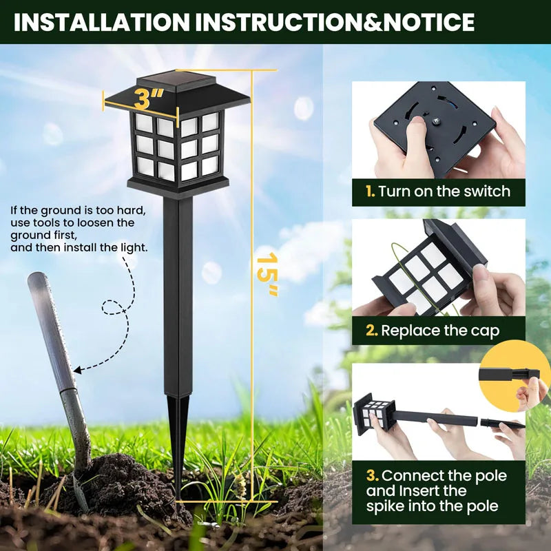 8 Pack Solar Pathway Garden Lights